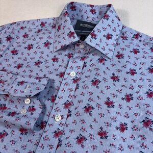 Bonobos Dress Shirt Men's 15-33 Blue Floral Plaid Tailored Slim Fit Button Up